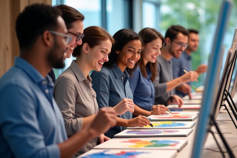 Équipe d'entreprise lors d'un atelier artistique